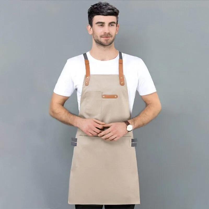 Long Denim Apron with Cooking Hat
