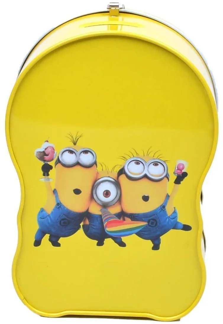 Minion Metal Body Piggy Bank Saving Money Box for Kids with Lock and Key