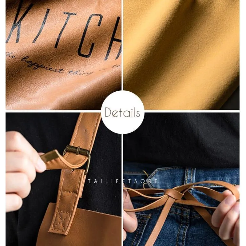 Nordic Letter Patterned Leather Waterproof Apron
