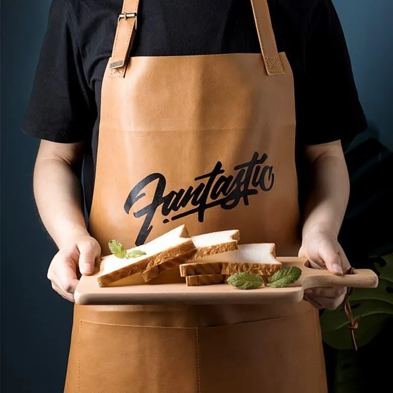 Nordic Letter Patterned Leather Waterproof Apron