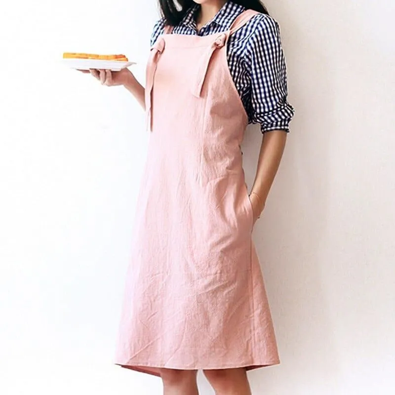 Pastel Knot Style Cotton Apron for Barista