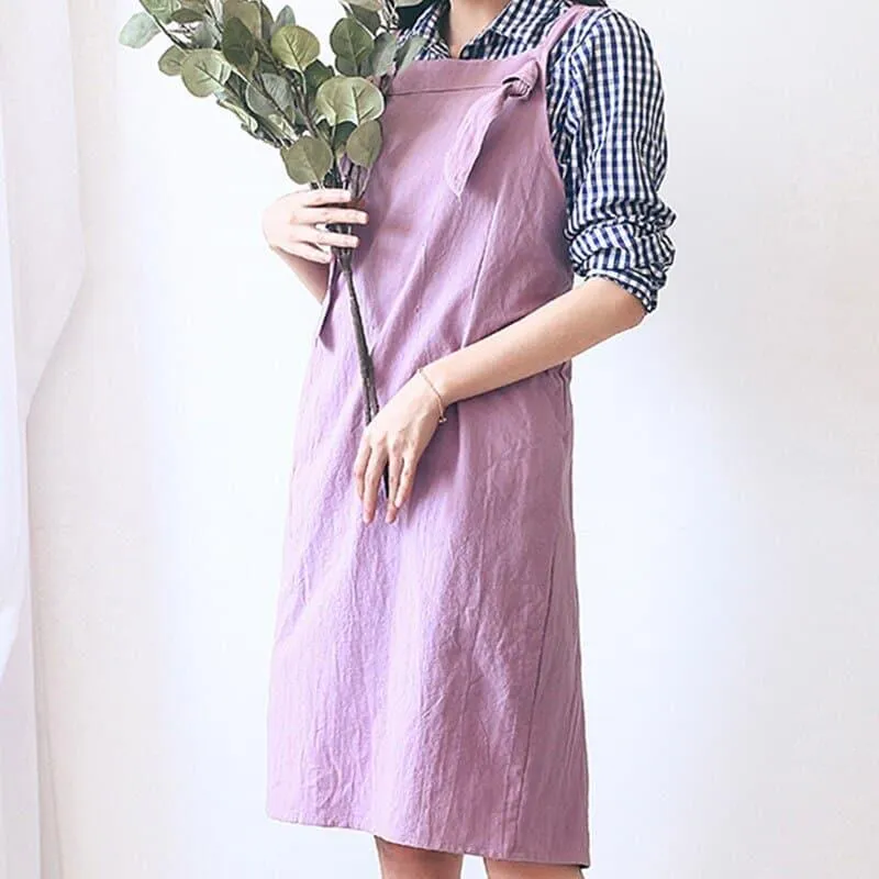 Pastel Knot Style Cotton Apron for Barista