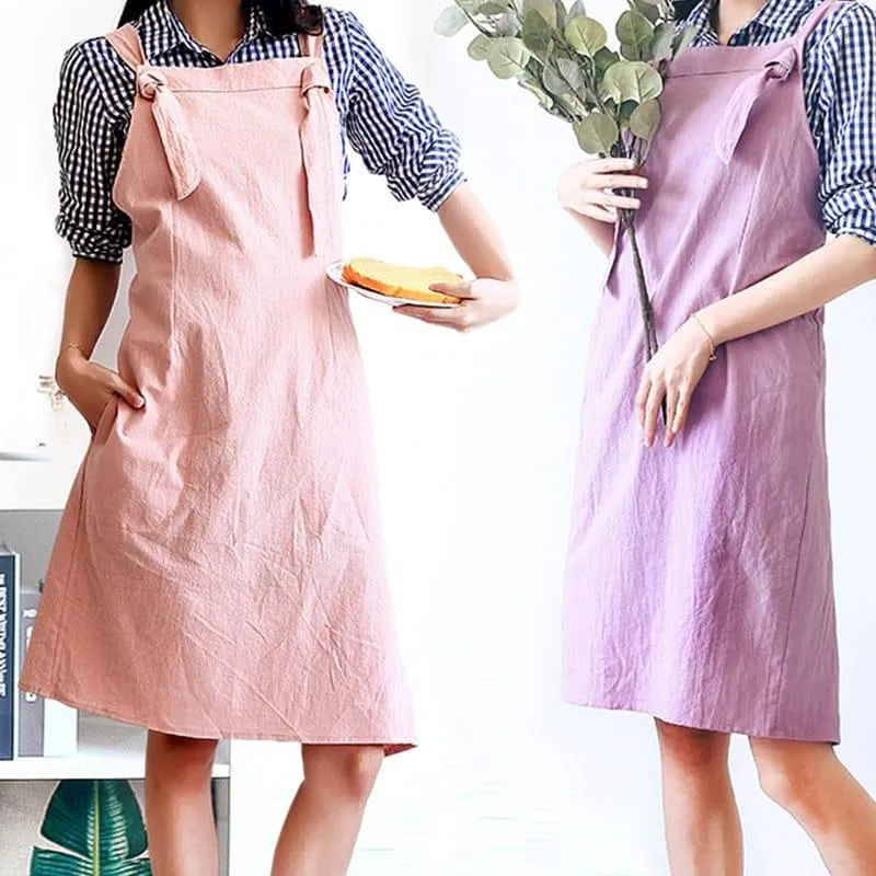 Pastel Knot Style Cotton Apron for Barista