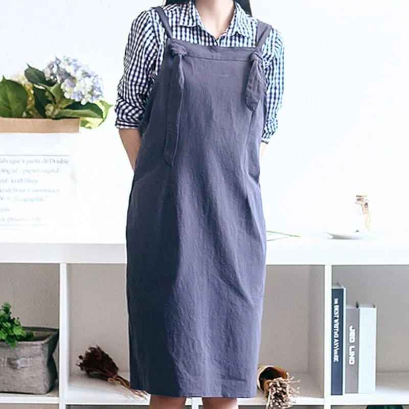 Pastel Knot Style Cotton Apron for Barista