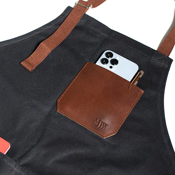 Personalized Waxed Canvas Apron for Pit Masters & BBQ Enthusiast