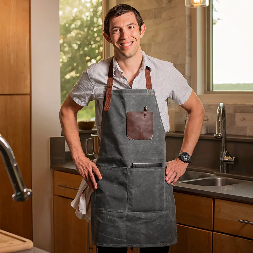 Personalized Waxed Canvas Apron for Pit Masters & BBQ Enthusiast