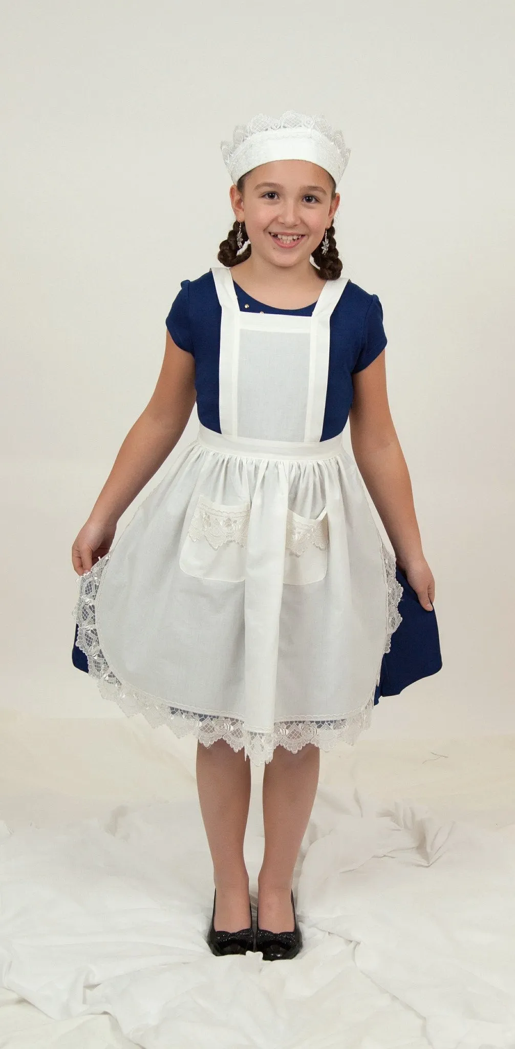 "Maid Costume" White Lace Headband and Small Full Lace Apron Costume