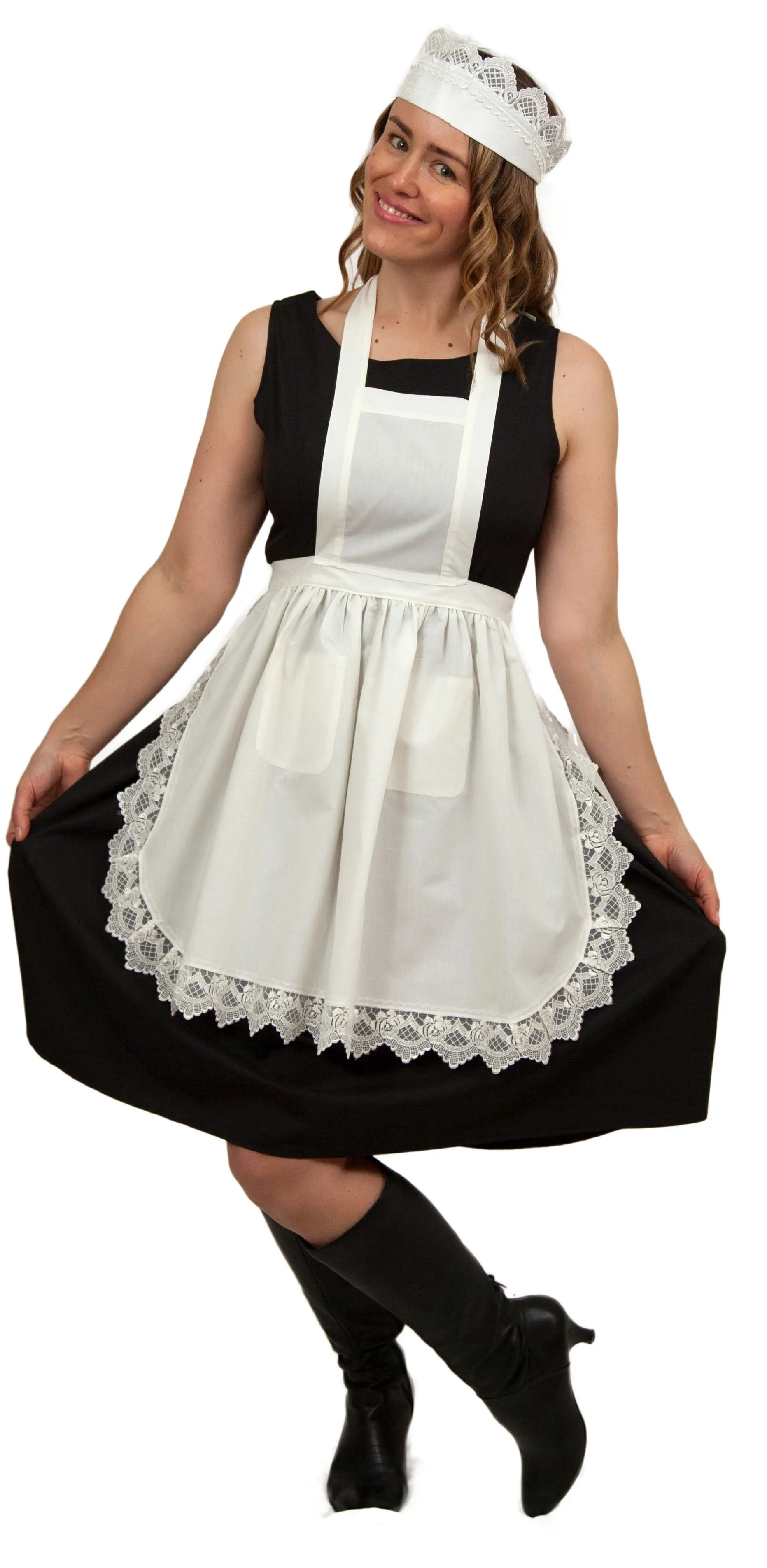 "Maid Costume" White Lace Headband and Small Full Lace Apron Costume