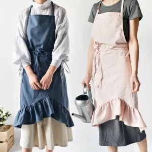 Ruffled Cotton Apron for Women