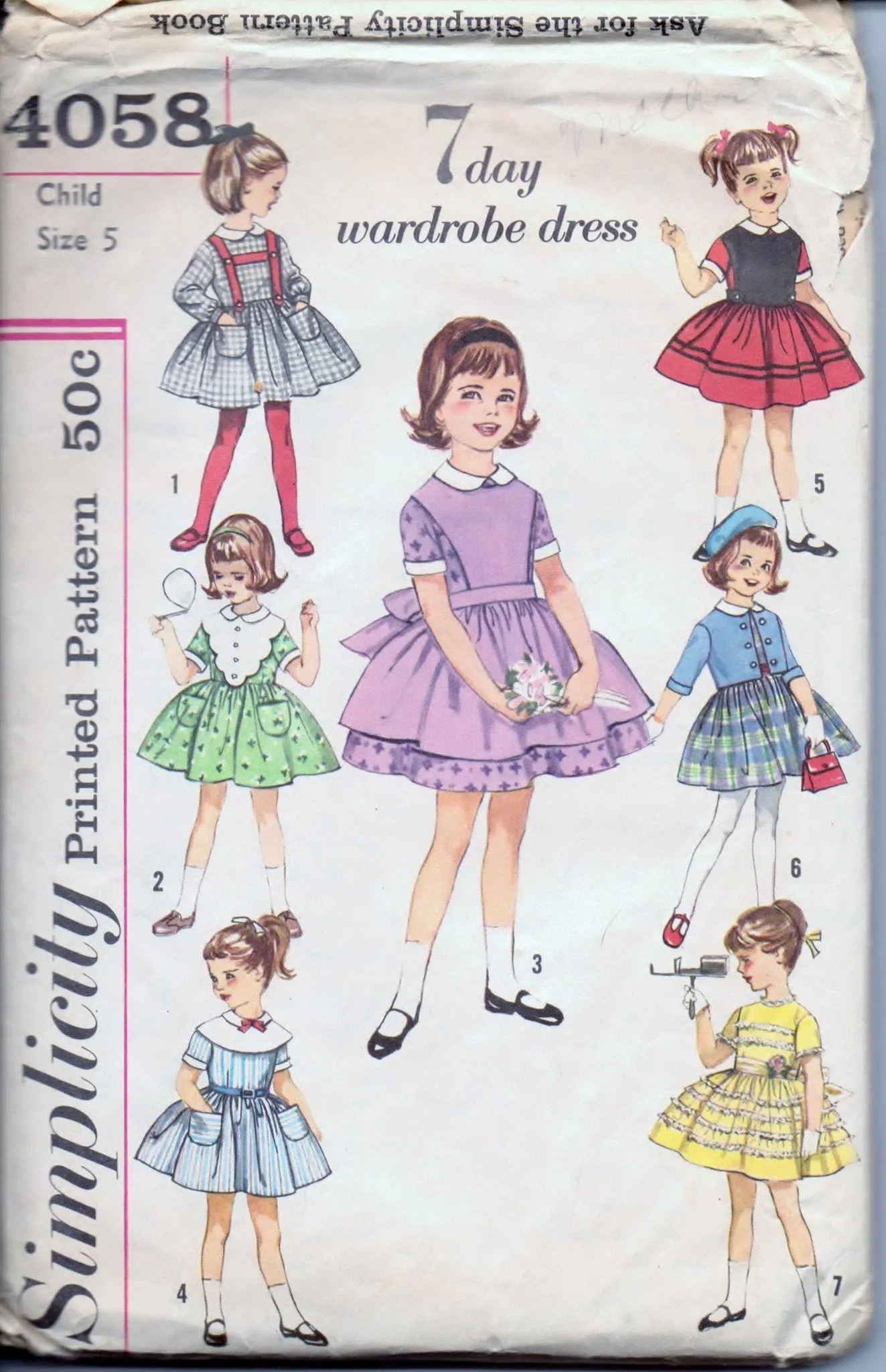 Simplicity 4058 Little Girls Party Dress Suspenders Jacket Vintage 1960's Sewing Pattern