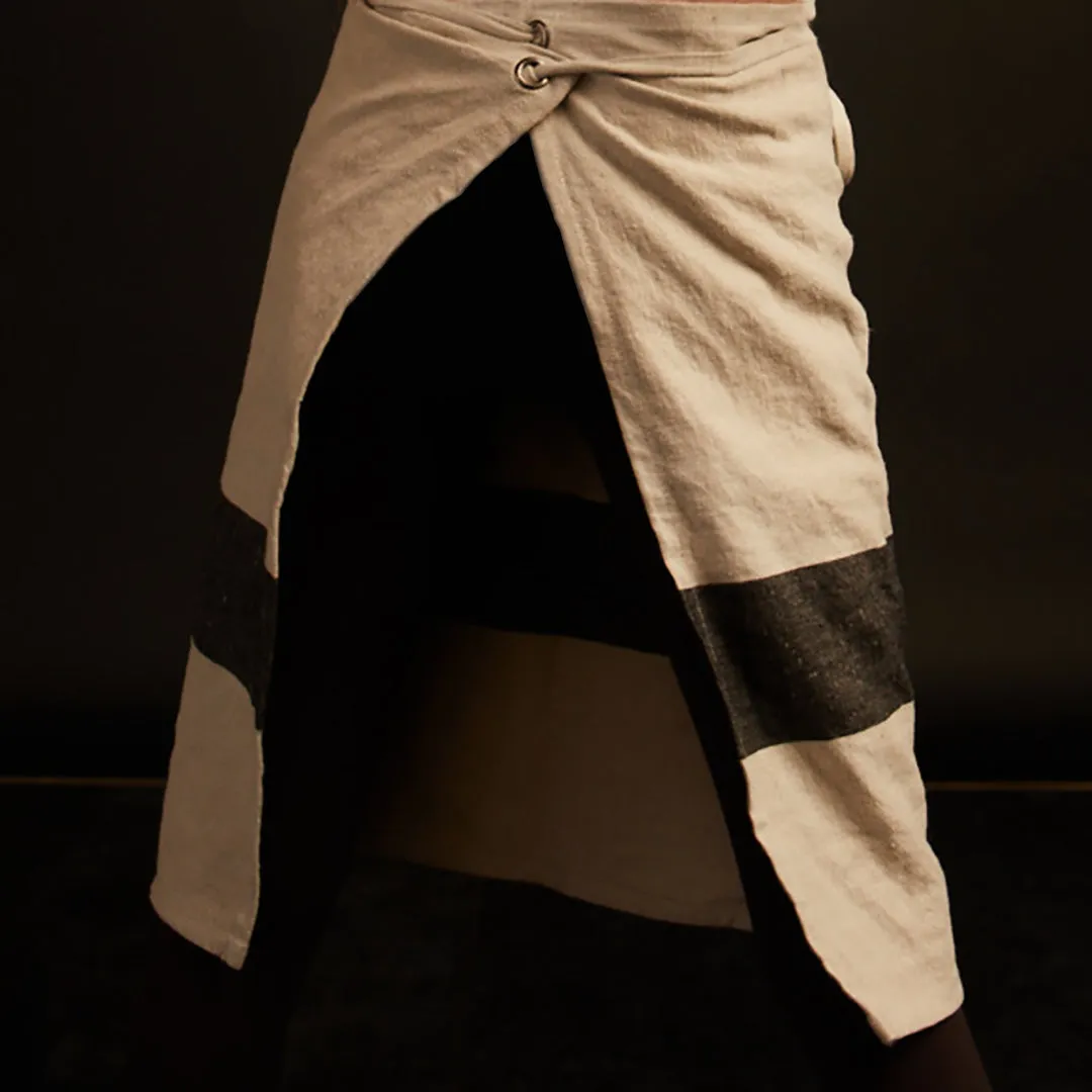 Single Stripe Half Apron - Natural/Black