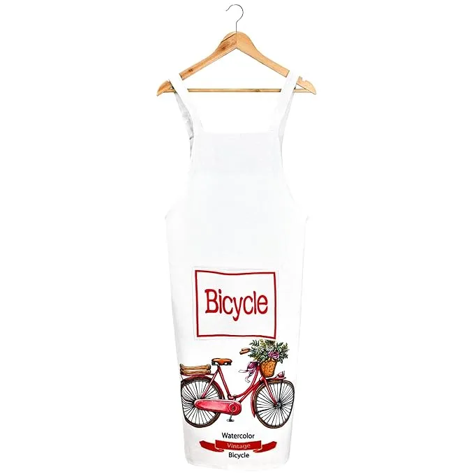 Sleeveless Strap Apron with Pocket (FABKUC ) Men and Women Cooking Kit Accessories (BICYCLE)