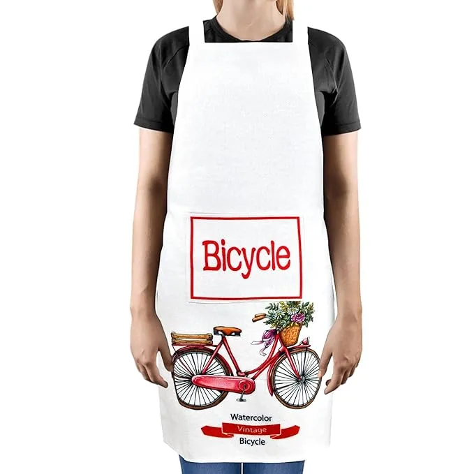 Sleeveless Strap Apron with Pocket (FABKUC ) Men and Women Cooking Kit Accessories (BICYCLE)