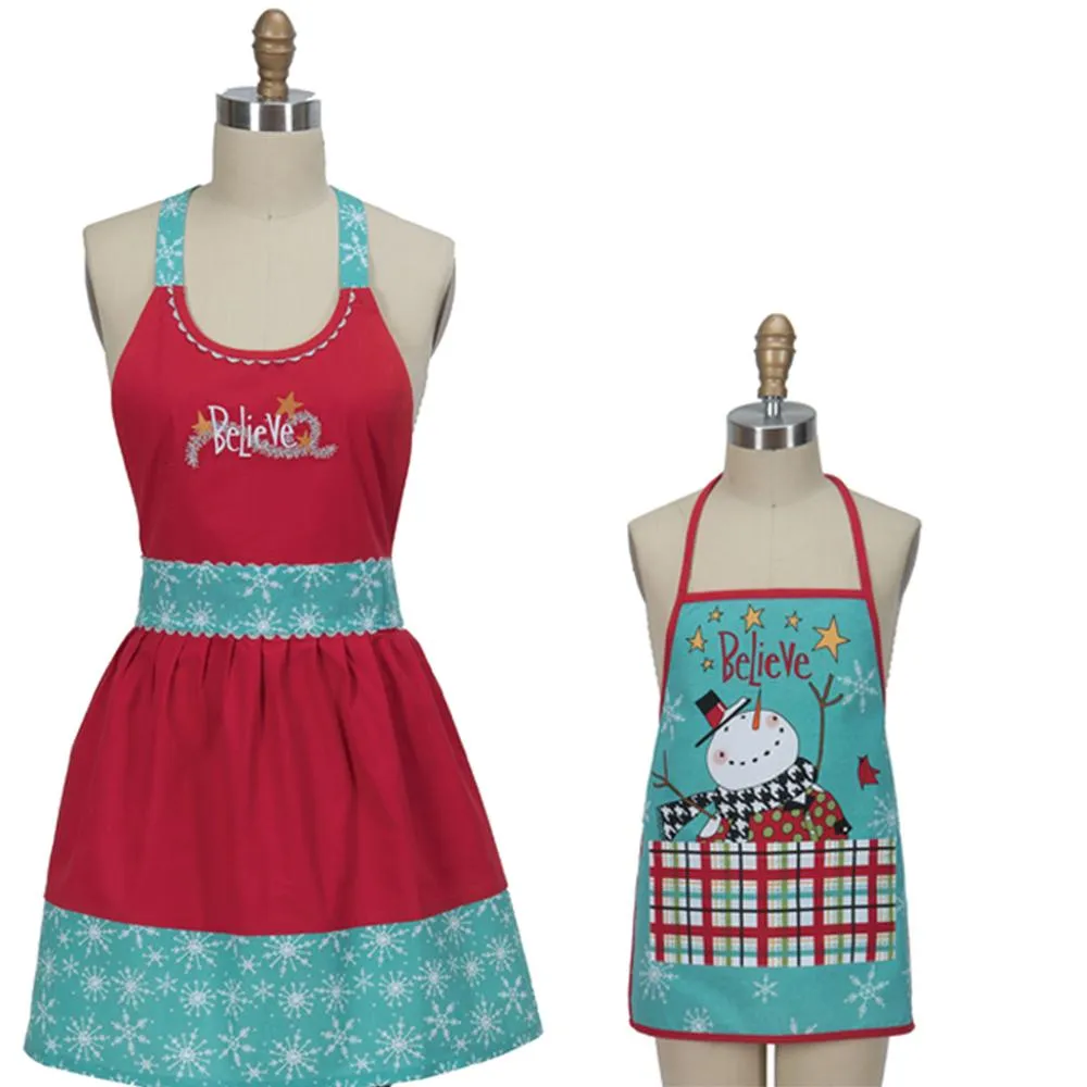 Snowman Sentiments Child and Hostess Apron