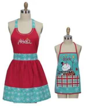 Snowman Sentiments Child and Hostess Apron