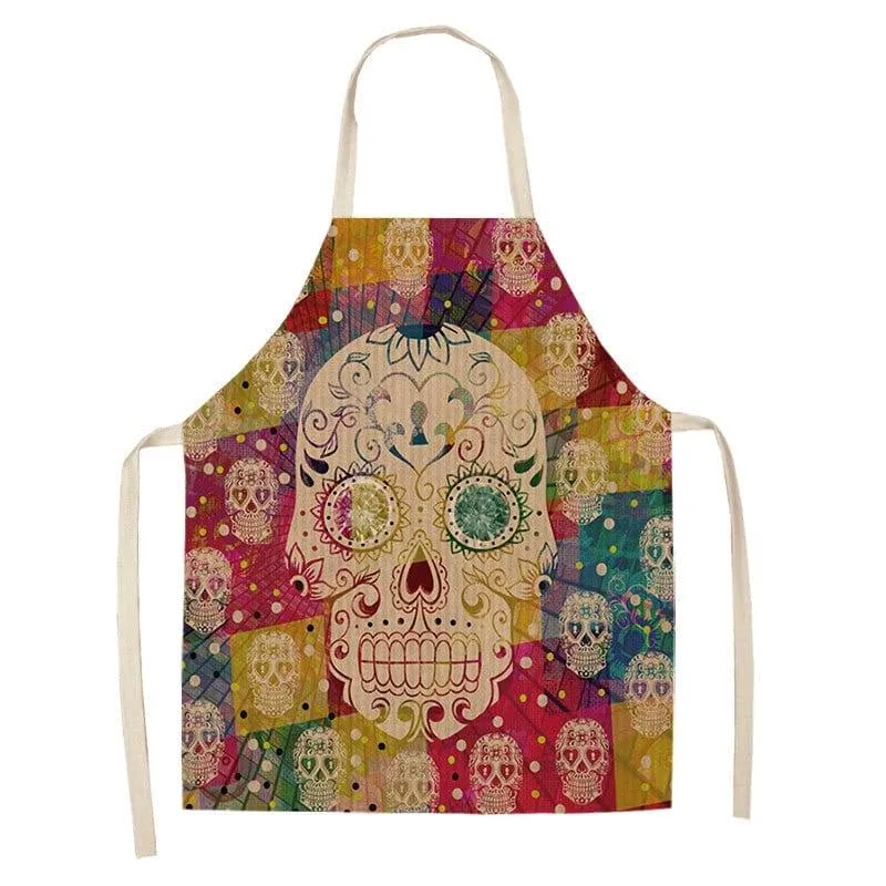 Sugar Skull Patterned Kitchen Apron