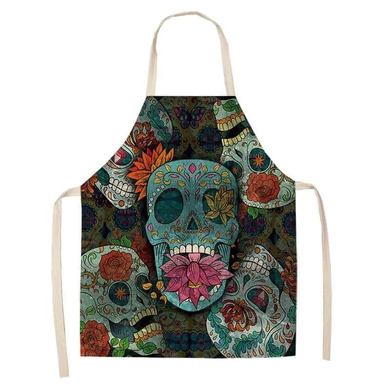 Sugar Skull Patterned Kitchen Apron