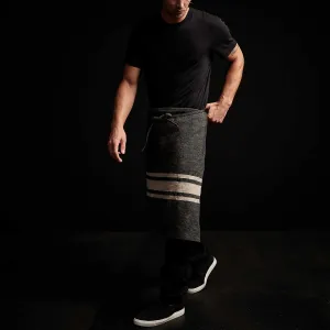Three Stripe Half Apron - Black/ Natural