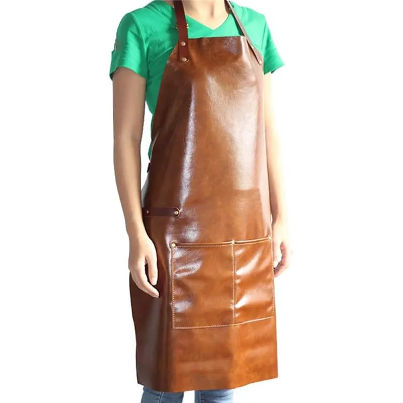 Unisex Leather Sleeveless Apron for Kitchen