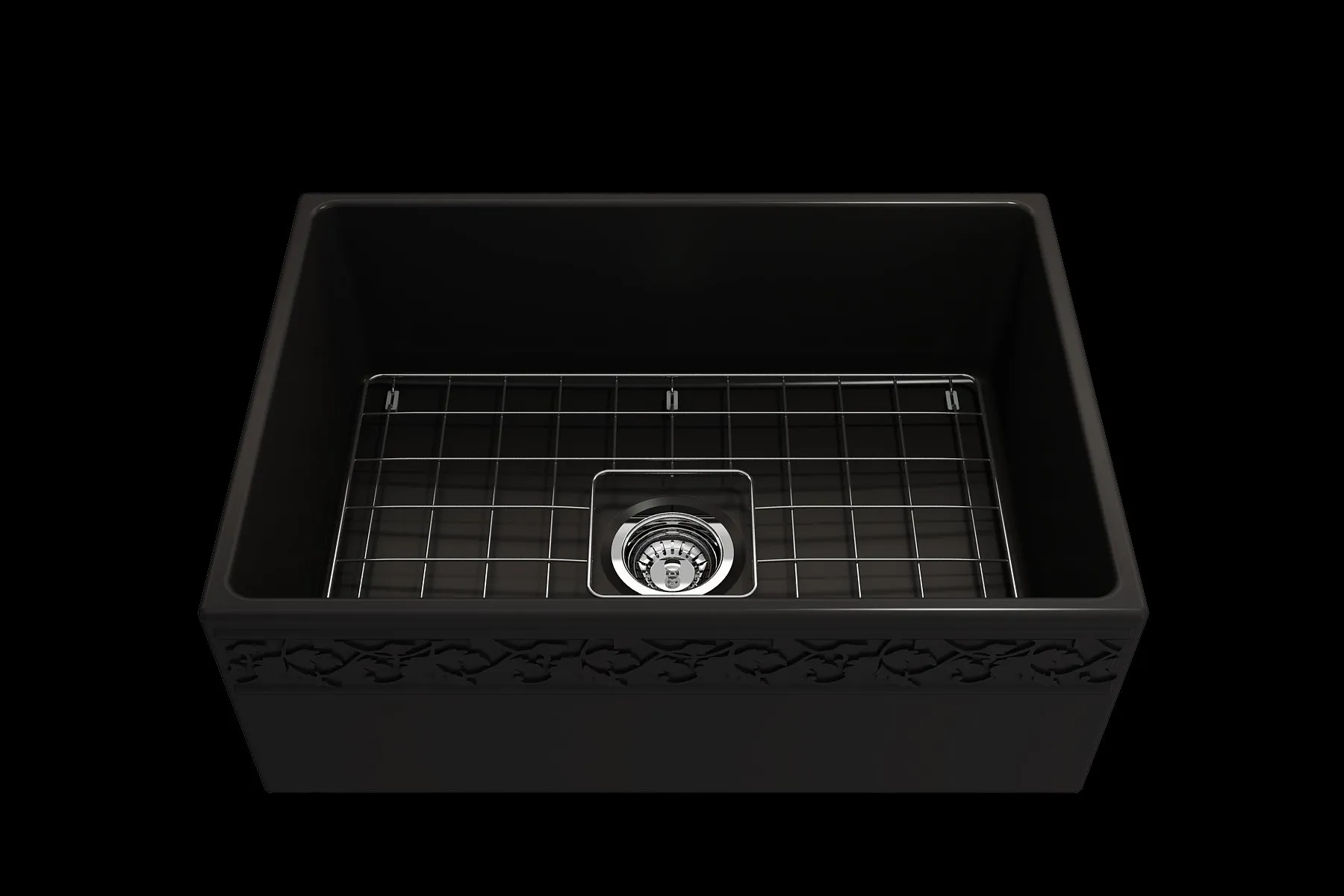 Vigneto 27" x 19" x 10" Single-Basin Farmhouse Apron Front Kitchen Sink in Matte Black