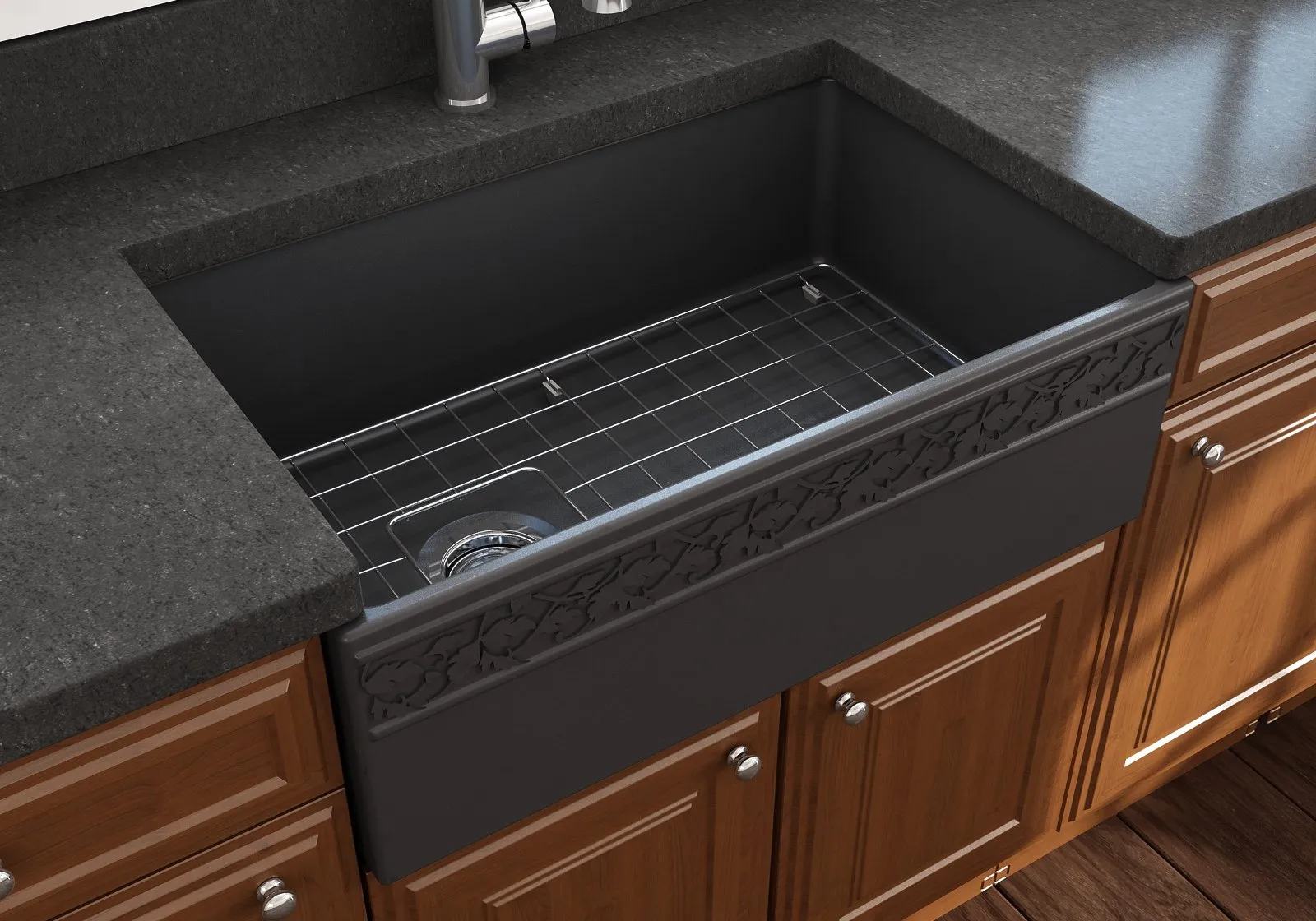 Vigneto 30" x 19" x 10" Single-Basin Farmhouse Apron Front Kitchen Sink in Matte Dark Gray
