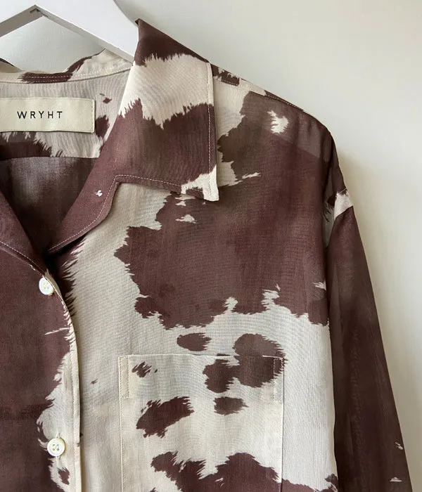 WRYHT/ONE-PIECE COLLAR BLOUSE/COW(ESPRESSO)