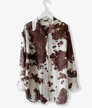 WRYHT/ONE-PIECE COLLAR BLOUSE/COW(ESPRESSO)